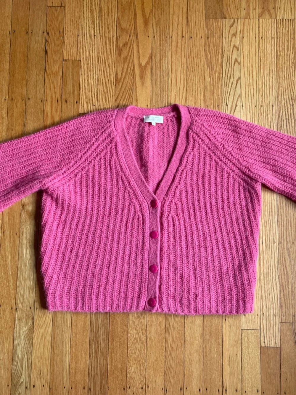 Sezane Basile Pink Ribbed Button Cardigan - Picture 5 of 6
